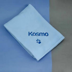 szary kocyk dla psa z imieniem kosmo sweetapaszka.pl